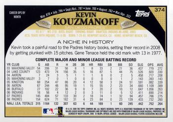 2009 Topps #374 Kevin Kouzmanoff Back