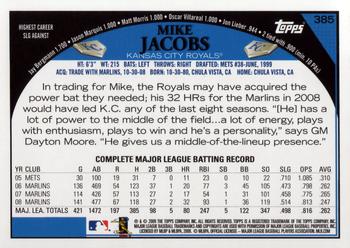 2009 Topps #385 Mike Jacobs Back