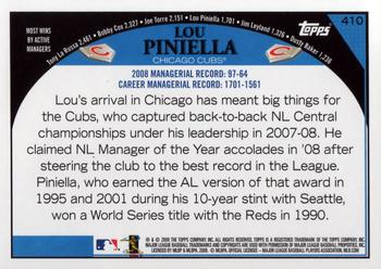 2009 Topps #410 Lou Piniella Back
