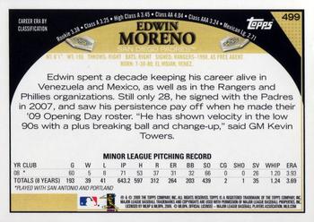 2009 Topps #499 Edwin Moreno Back