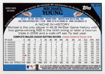 2009 Topps #610 Michael Young Back