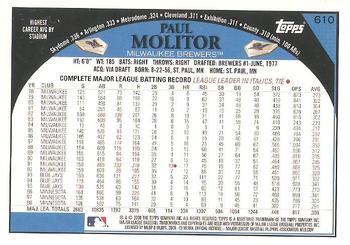 2009 Topps #610 Paul Molitor Back