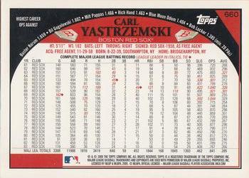 2009 Topps #660 Carl Yastrzemski Back