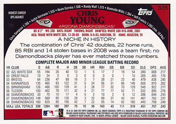 2009 Topps #335 Chris Young Back