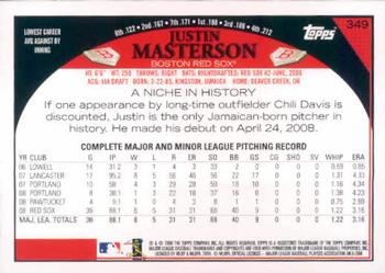 2009 Topps #349 Justin Masterson Back