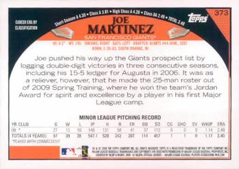 2009 Topps #373 Joe Martinez Back