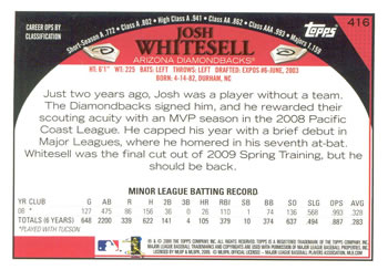 2009 Topps #416 Josh Whitesell Back