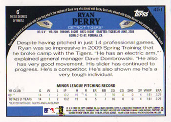 2009 Topps #451 Ryan Perry Back
