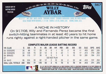2009 Topps #567 Willy Aybar Back