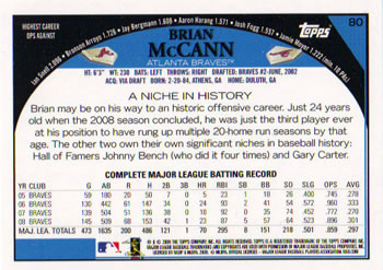 2009 Topps #80 Brian McCann Back