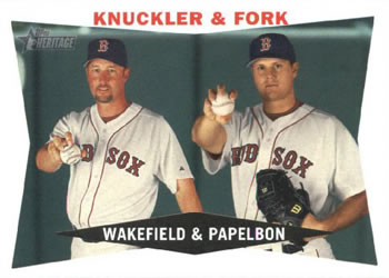 2009 Topps Heritage #115 Knuckler & Fork (Tim Wakefield / Jonathan Papelbon) Front