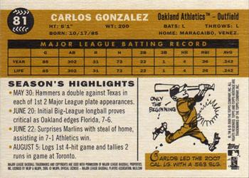 2009 Topps Heritage #81 Carlos Gonzalez Back
