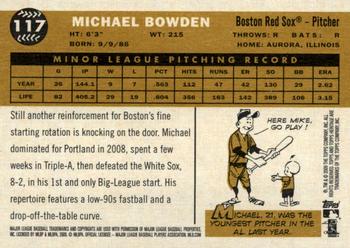 2009 Topps Heritage #117 Michael Bowden Back