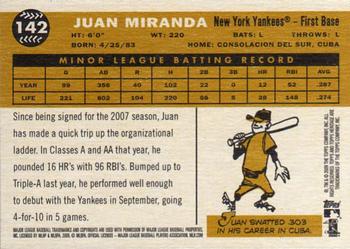 2009 Topps Heritage #142 Juan Miranda Back