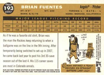 2009 Topps Heritage #193 Brian Fuentes Back
