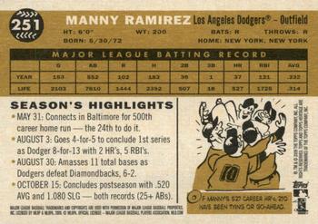 2009 Topps Heritage #251 Manny Ramirez Back