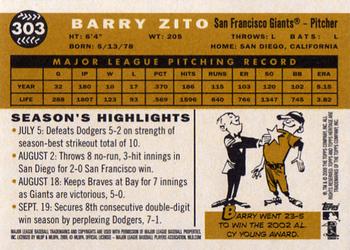 2009 Topps Heritage #303 Barry Zito Back