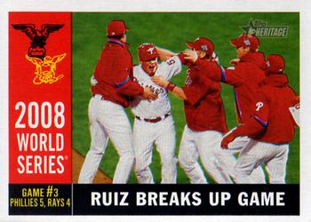 2009 Topps Heritage #387 Ruiz Breaks Up Game Front