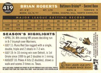 2009 Topps Heritage #419 Brian Roberts Back