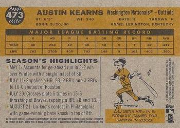 2009 Topps Heritage #473 Austin Kearns Back