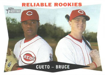 2009 Topps Heritage #32 Reliable Rookies (Johnny Cueto / Jay Bruce) Front