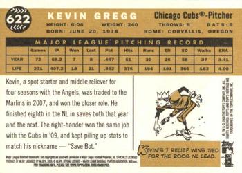 2009 Topps Heritage #622 Kevin Gregg Back