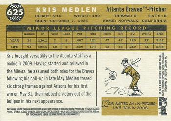 2009 Topps Heritage #625 Kris Medlen Back