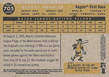 2009 Topps Heritage #705 Kendry Morales Back
