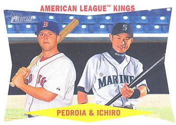 2009 Topps Heritage #429 American League Kings (Dustin Pedroia / Ichiro Suzuki) Front