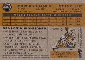 2009 Topps Heritage #443 Marcus Thames Back