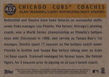 2009 Topps Heritage #457 Chicago Cubs Coaches (Alan Trammell / Larry Rothschild / Matt Sinatro) Back