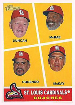 2009 Topps Heritage #468 St. Louis Cardinals Coaches (Dave Duncan / Hal McRae / Jose Oquendo / Dave McKay) Front