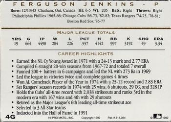 1993 Action Packed All-Star Gallery Series I - Gold #4G Fergie Jenkins Back