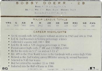 1993 Action Packed All-Star Gallery Series I - Gold #8G Bobby Doerr Back