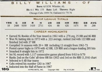 1993 Action Packed All-Star Gallery Series I - Gold #18G Billy Williams Back