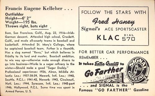 1947 Signal Oil #NNO Frankie Kelleher Back