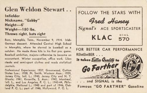 1947 Signal Oil #NNO Glen Stewart Back