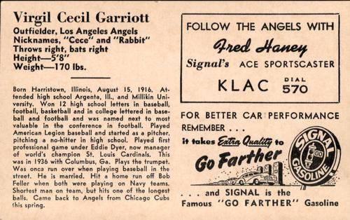 1947 Signal Oil #NNO Cece Garriott Back