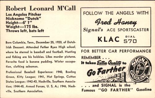 1947 Signal Oil #NNO Dutch McCall Back