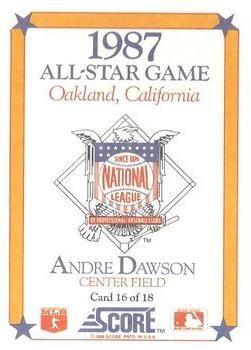 1988 Score - Wax Box Bottom Panels Singles #16 Andre Dawson Back