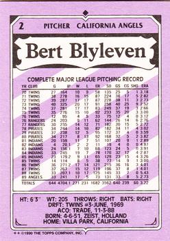 1990 Topps Kay-Bee Kings of Baseball #2 Bert Blyleven Back