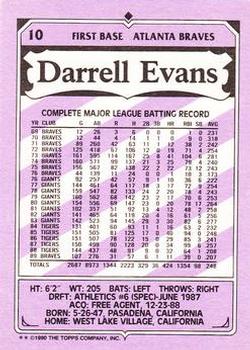 1990 Topps Kay-Bee Kings of Baseball #10 Darrell Evans Back