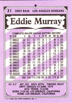 1990 Topps Kay-Bee Kings of Baseball #21 Eddie Murray Back