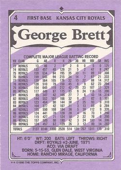 1990 Topps Kay-Bee Kings of Baseball #4 George Brett Back