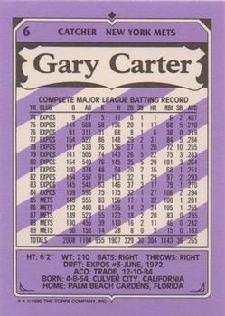 1990 Topps Kay-Bee Kings of Baseball #6 Gary Carter Back