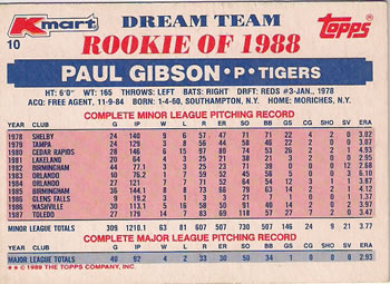 1989 Topps Kmart Dream Team #10 Paul Gibson Back