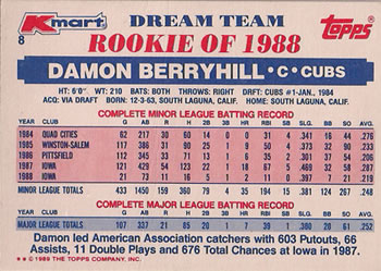 1989 Topps Kmart Dream Team #8 Damon Berryhill Back