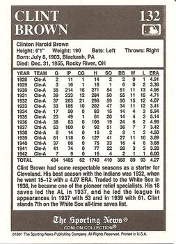 1991 Conlon Collection TSN #132 Clint Brown Back