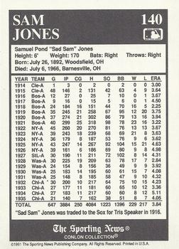 1991 Conlon Collection TSN #140 Sam Jones Back