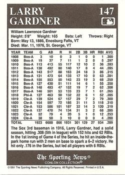 1991 Conlon Collection TSN #147 Larry Gardner Back